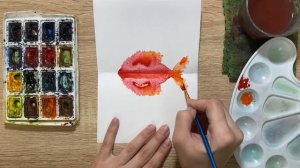 Как нарисовать рыбку в технике монотипия карандашом и