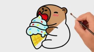 Как нарисовать капибару с мороженым легко и мило
