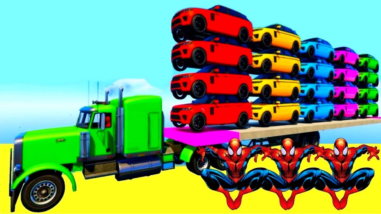 Мультики про Красочные машинки и грузовик мультики для детей Песня для малышей