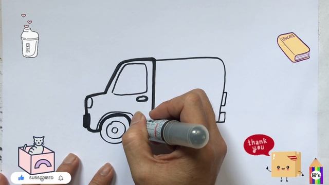 How To Draw a Cute Box Truck | чертежная коробка грузовик для детей смотреть онлайн