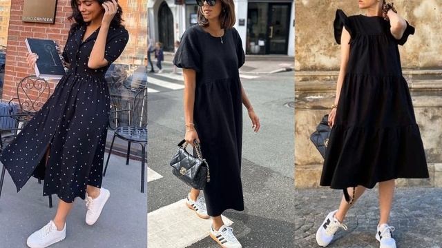 КАК КРАСИВО СОЧЕТАТЬ ПЛАТЬЕ С КРОССОВКАМИ ? смотреть онлайн