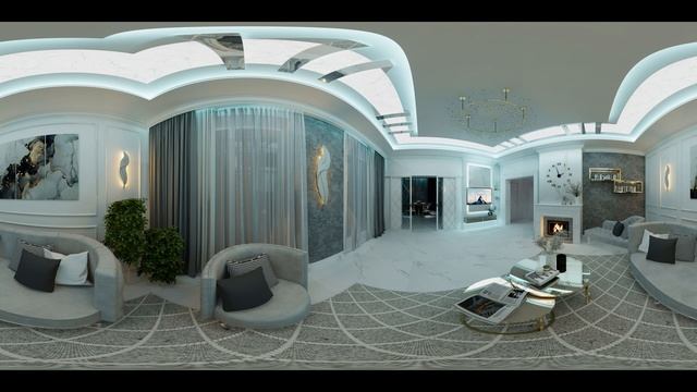 Вітальня приватного будинку у стилі арт-деко / Огляд 360 смотреть онлайн