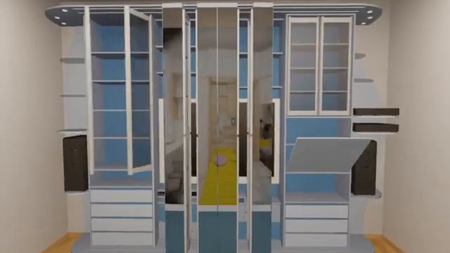 Шкаф с очень "мобильными" раздвижными секциями. смотреть онлайн