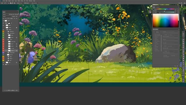 Как рисовать в стиле Ghibli. Лес и Цветы. Часть 3. Завершен?