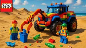 Lego Техник. Машина Лего автоматически очищает песчаный пляж. Конструктор лего, сборка лего