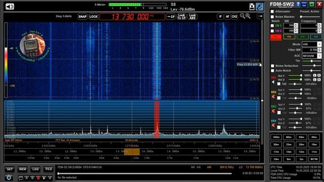 19.05.2025 19:49UTC, [22m, test], Вести ФМ, Григориополь, тест КВ передатчика на Чукотку, 13730кГц