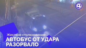 Жесткое столкновение автобуса и "Лады" на светофоре