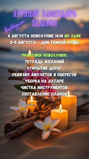 НОВОЛУНИЕ 4 августа 24 ✨ВЕДЬМИН календарь #новолуние #л