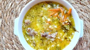 Суп с зелёным колотым горохом. Домашняя копчёная прослойка в дополнение.