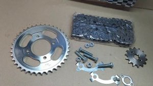 Комплект звезды цепь 428-14/38Т на мопед Альфа Дельта. "Lipai"