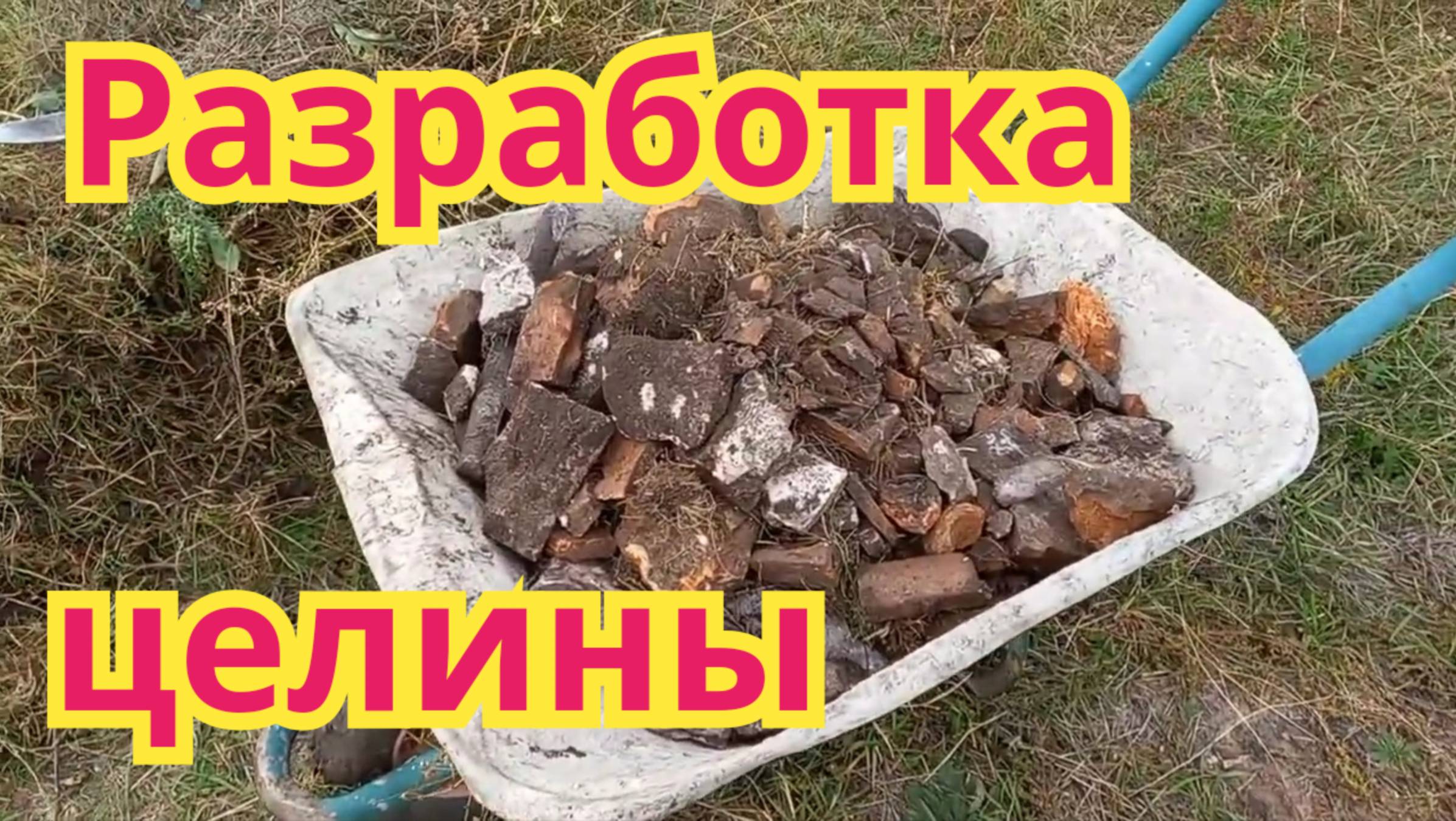 Разработка целины под клубнику, целина усеянная отходами стройматериалов.
