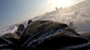 Катка на снегоходе Буран в мороз с плюшкой. Перевернул