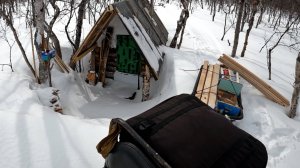 И ОПЯТЬ Я В ИЗБУШКЕ НОВОЙ.РЫБАЛКА НА НАЛИМА..АПРЕЛЬСКАЯ СНЕЖНАЯ ПОГОДА..ШАШЛЫК НА РЫБАЛКЕ .