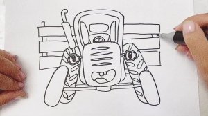 Синий трактор | Синий трактор раскраска | По полям |