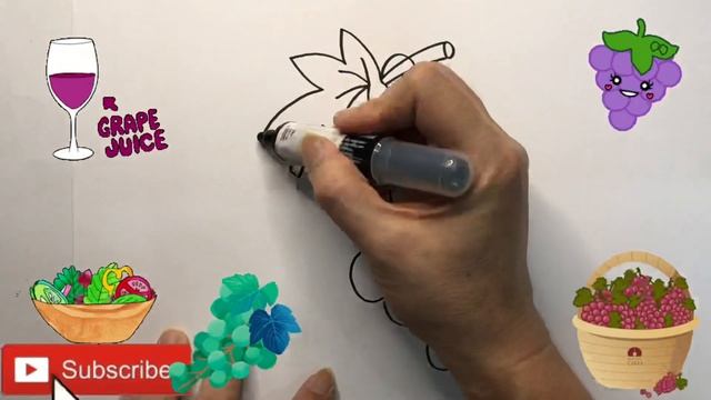 How To Draw Grapes | Bolalar uchun uzum rasm chizish | рисуем виноград для дет?