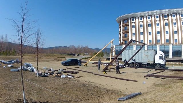 Монтаж "рамок" двухуровневого веревочного парка 20 этапов Боровое, Казахстан