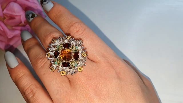 Ажурное Серебряное Кольцо с натуральным Цитрином, Гр? смотреть онлайн