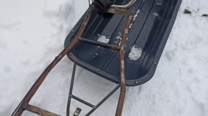 Самодельный мотобуксировщик, выставляю рулевое.