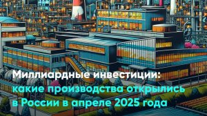 Миллиардные инвестиции: какие производства открылись в России в апреле 2025 года