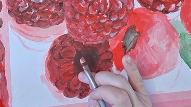 Как нарисовать реалистичную малину акрилом. Расслабл?