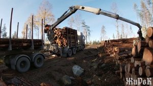 Работа на лесовозе с гидроманипулятором.