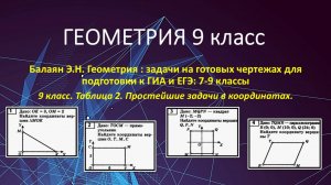 Геометрия 9 класс. Метод координат в задачах на готовых чертежах. Таблица 2. №№ 1-4.