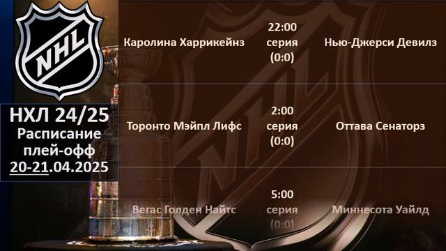 НХЛ 2025 результаты плей-офф за 20 04 2025, НХЛ расписание на