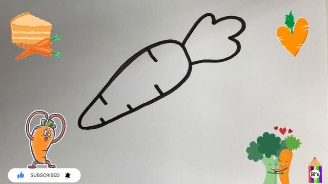 How To Draw a Cute Carrot | рисуем морковку детям | Bolalar uchun sabzi rasm chi смотреть онлайн