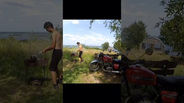 Поездка на ИЖах к Днепру с палатками, отдых на природе смотреть онлайн