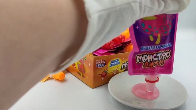Жидкая карамель МОНСТРОДЖЕМ (блок 30шт по 20гр) Канди Клаб вкус Клубника, Апельсин, Голубика.