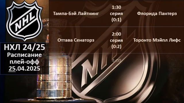 НХЛ 2025 результаты плей офф за 24 04 2025, НХЛ расписание на