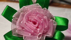 Роза - цветок из лент органза шифон, канзаши, МК, своими руками, урок. DIY. Первые хвостики