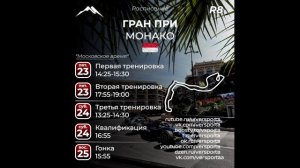 Расписание 8 этапа 2025 года. МОНАКО! С 23 по 25 мая 2025.