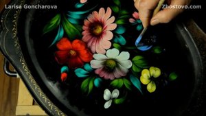 Жостово. Реставрация и обновление старого жостовского подноса. Роспись масляными красками по металл