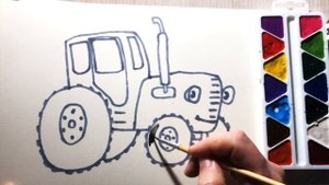 Как нарисовать Белый Трактор с Прицепом.  🚜🐅 По Поля?