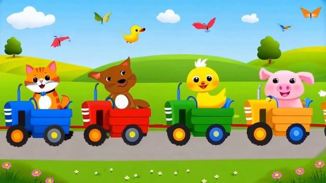 ✅ "🚜🎶 Весёлые Тракторы и их Друзья Животные 🐱🐶🐷 |