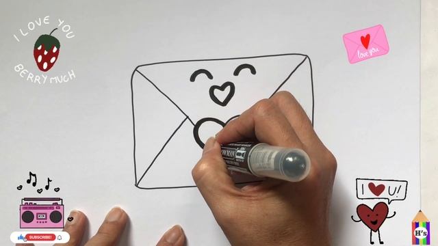 How To Draw a Cute Envelope | Happy Valentine Day | Конверт для рисования дл? смотреть онлайн