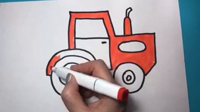how to draw a tractor  car ,cómo dibujar un automóvil, un tractor,  как нарисовать ?