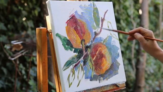 Натюрморт с персиками - Still life with peaches - Oil painting