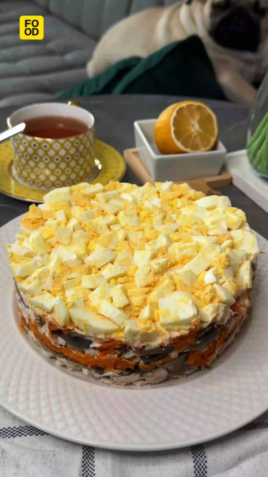 Салат с курицей и шампиньонами 😋 #foodru #рецепты #салат #салатскурицей