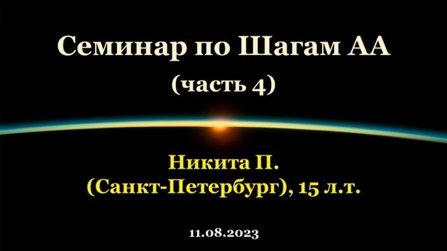 Семинар по Шагам АА. Никита П. (СПб). Часть 4 смотреть онлайн