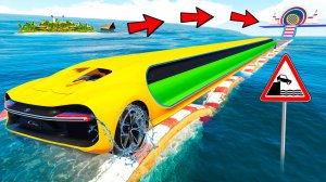 ПРОЕХАЛ ВОДНЫЕ КОЧКИ НА САМОЙ ДЛИННОЙ BUGATTI CHIRON В ГТА 5! ЭКСПЕРИМЕНТЫ В GTA 5