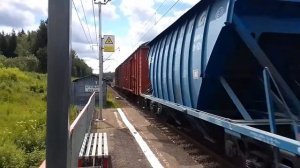 Электровоз ВЛ10К-928 с Перегоняемым Электровозом 2ЭС4К-021 "Дончак" с Грузовым поездом. О.п "221км"