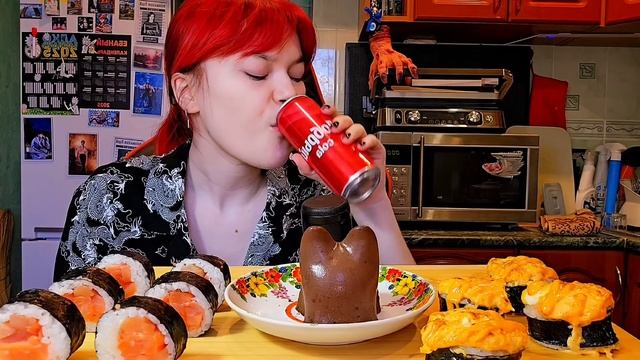 Мукбанг | Суши и Роллы, ПаннаКотик | Обжор Асмр