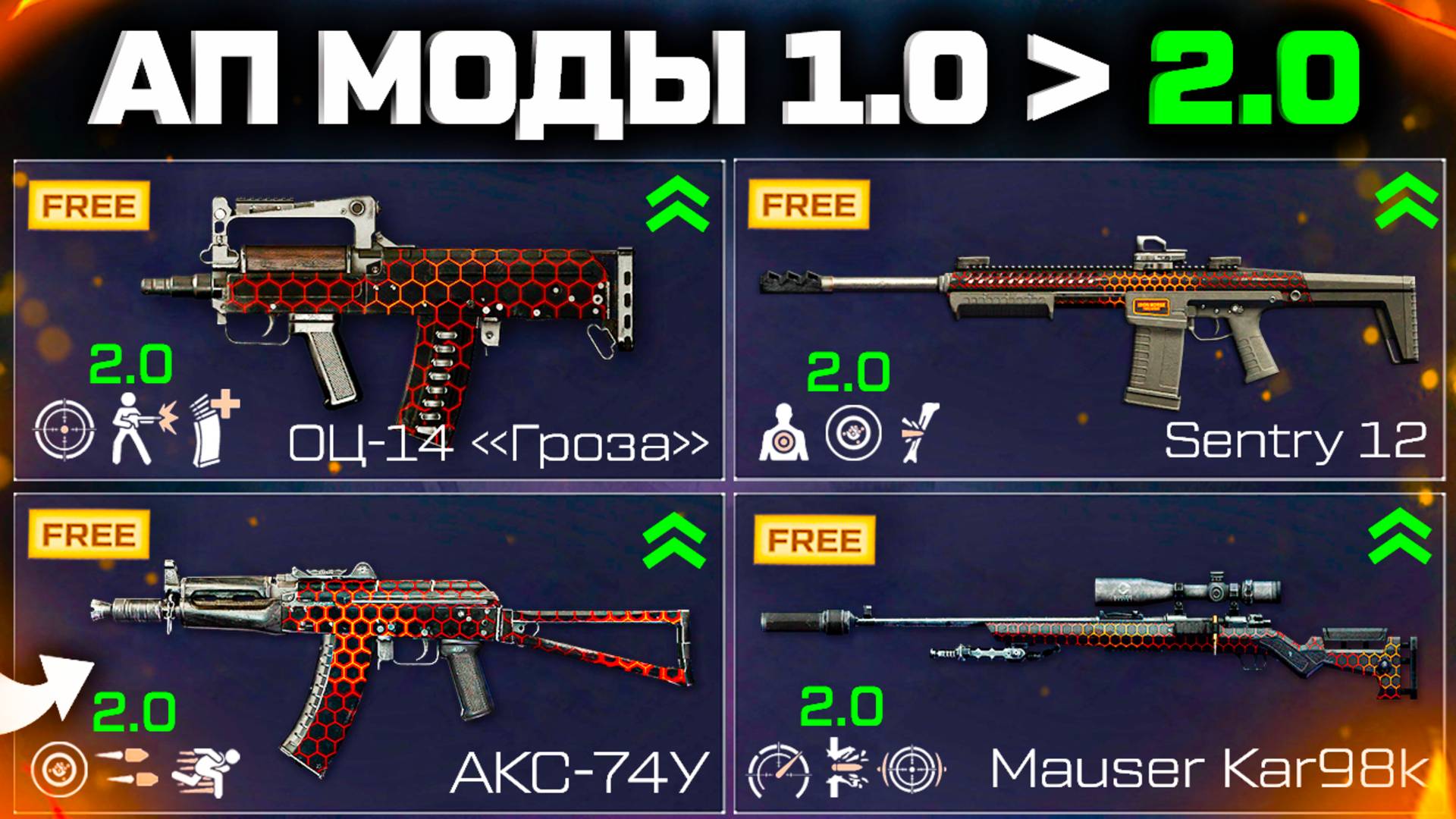 АП СТАРЫХ МОДОВ 1.0 WARFACE - Оц Гроза, Акс У, Mauser, Ответы Админов, Характеристики