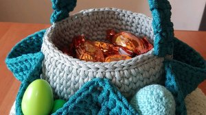 Пасхальная корзинка из полиэфирного шнура часть 1