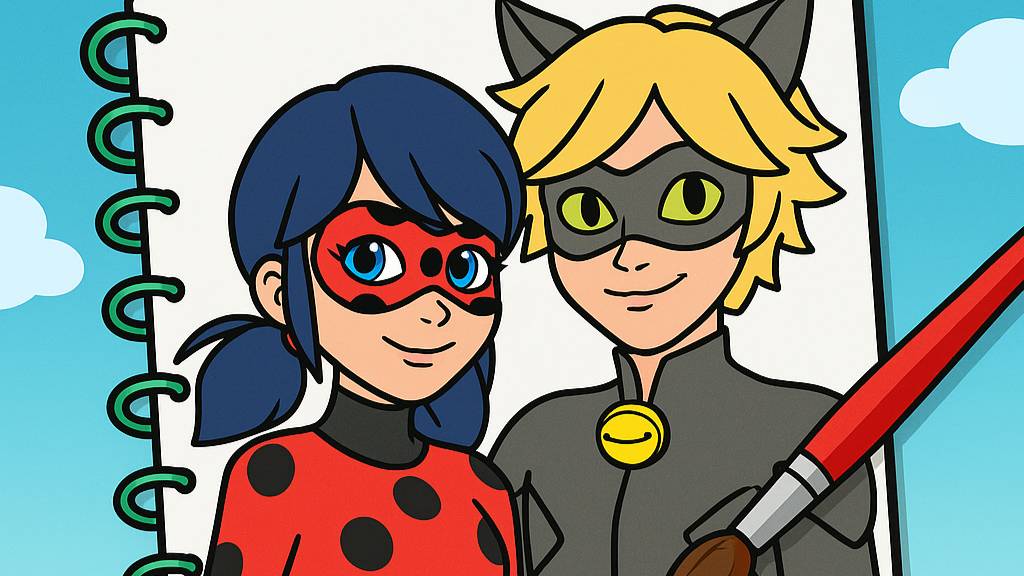🎨 Раскраски Леди Баг и Супер Кот | Весёлое рисование с Kitty Slime! 🐞🐱