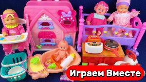 Играем в игрушки вместе ! Игровой набор: розовый кукольный дом Микки ! Играем с малышами! Для детей