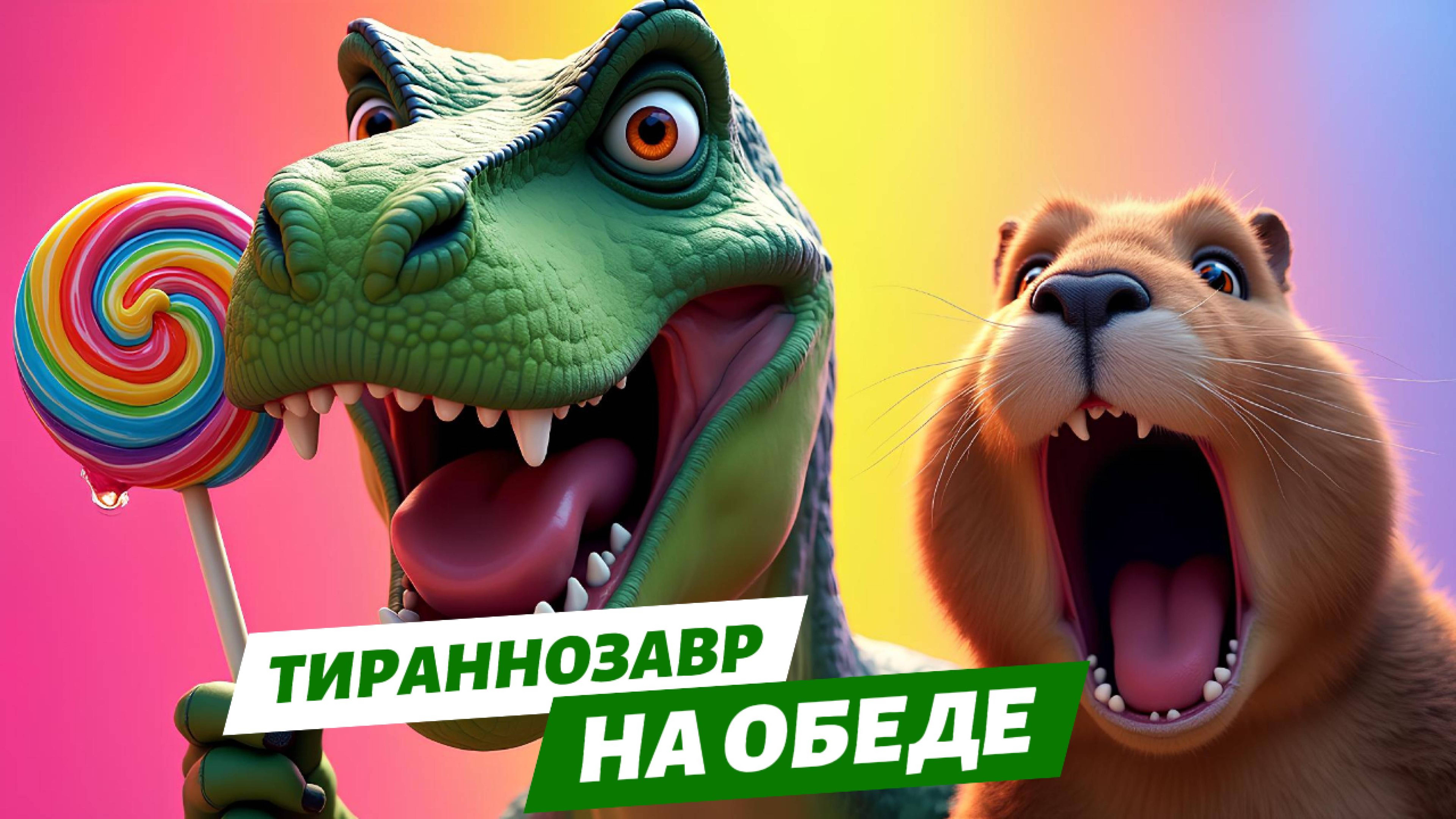 Тираннозавр на обеде у капибары🦖✨. Мультфильм про динозавров💛