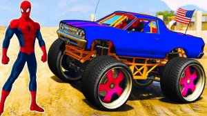 Машинки Монстр Трак Человек-паук и Супергерои Мультфильмы для детей про машинки Детские стишки